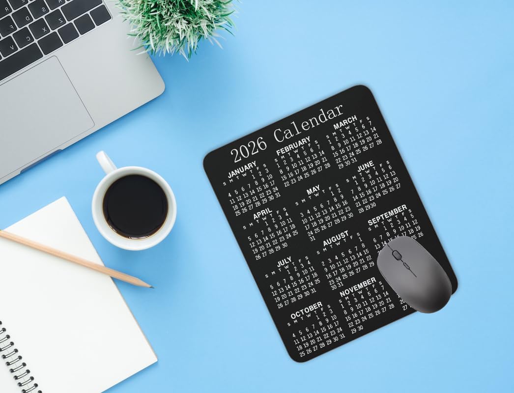 Calendar Mouse pad,2026 Vertical Calendar Natural Rubber Mouse Pad, Quality Creative Gaming Rectangle Mouse Personalized Desk Mouse Pad 9.5 inch x 7.9 inch