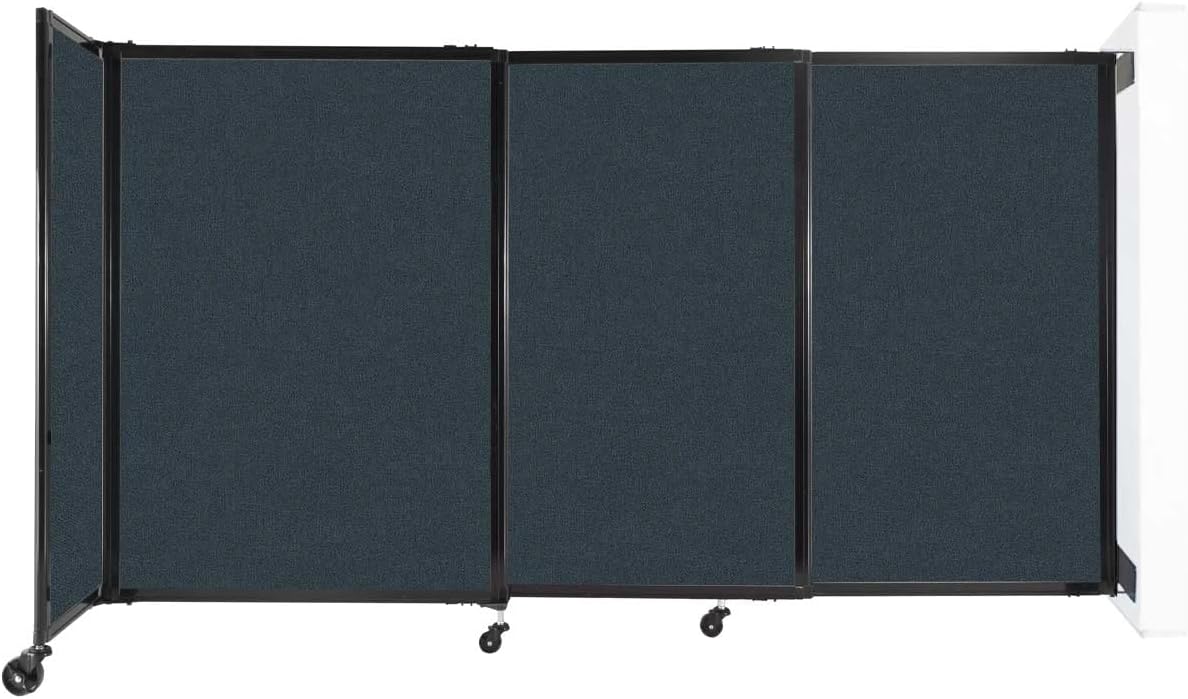 Wall-Mounted Sliding StraightWall Room Divider | Adjustable Widths | Locking Wheels | Room Separator | Up to 7'2" Wide x 4' Tall Blue Spruce Fabric Panels
