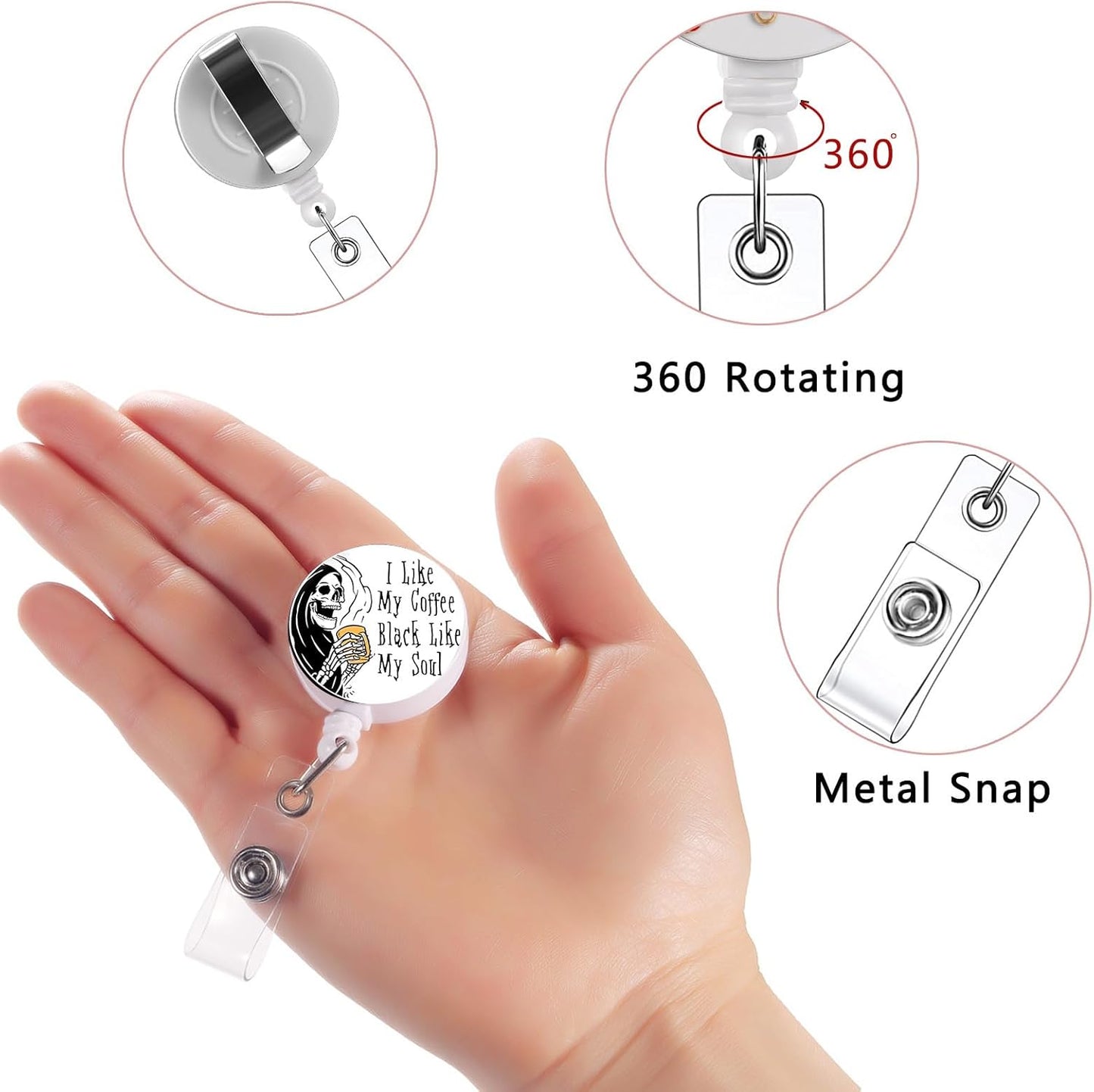 15Pcs Nurse Badge Reels Retractable Badge Holders ID Badge Holder Retractable Badge Clip Nurse Badge Reel for ID Card Holder