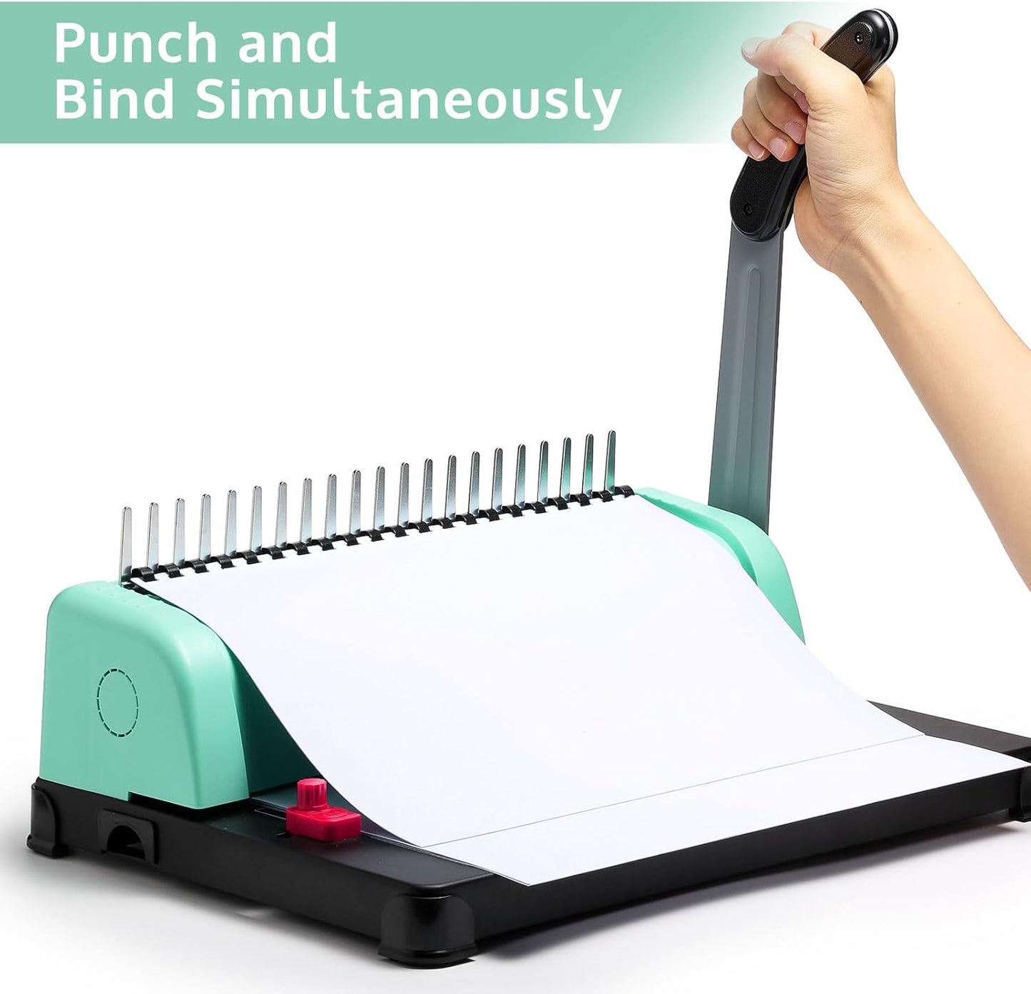 OFFNOVA Binding Machine, 21-Hole 450 Sheets Paper Comb Punch Binder Machine for Letter Size / A4 / A5 Paper, Easy to Punch Handle, Adjustable Margin