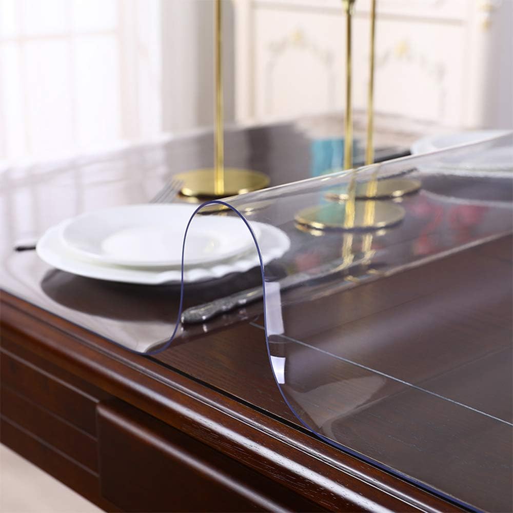 Waterproof Transparent Plastic Table Protector Heat Resistant Clear PVC Table Pad Non-Slip Desk Cover Mat for Coffee Table Writing Desk Dining Table Carpet Floor Pad Easy Clean 24x44 Inch 1.5mm Thick