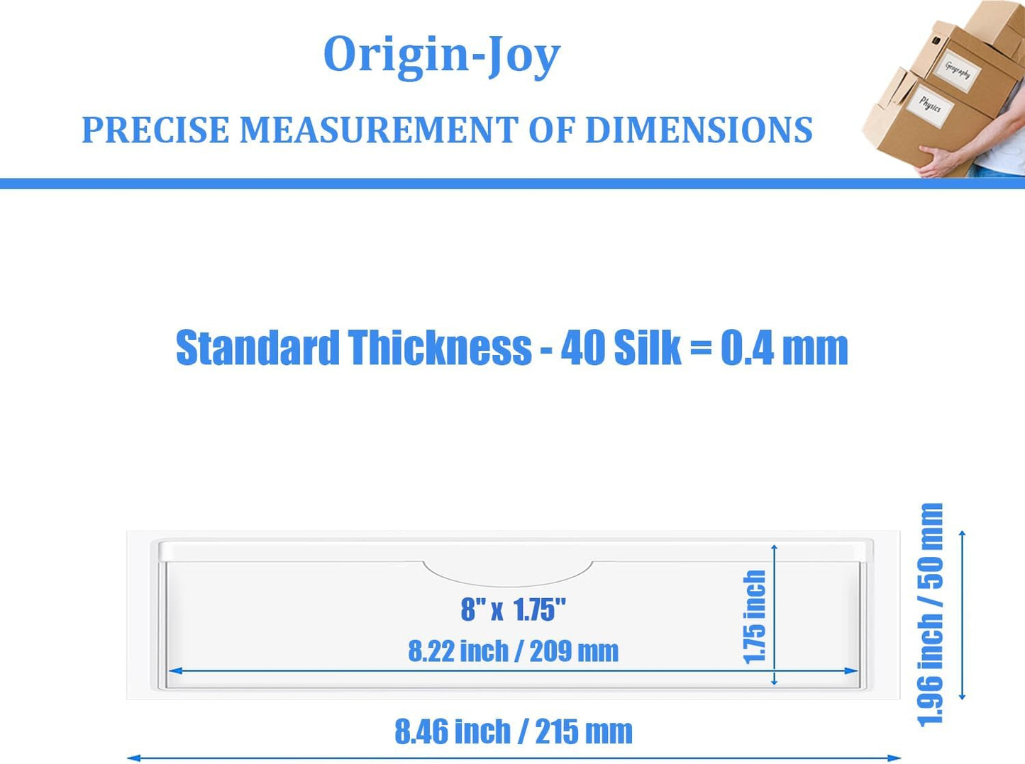 Origin-Joy 25 PCS Self-Adhesive Index Label Pockets, Clear Plastic Peel & Stick Card Holders with Top Open for Loading (8 x 1.75 inch)