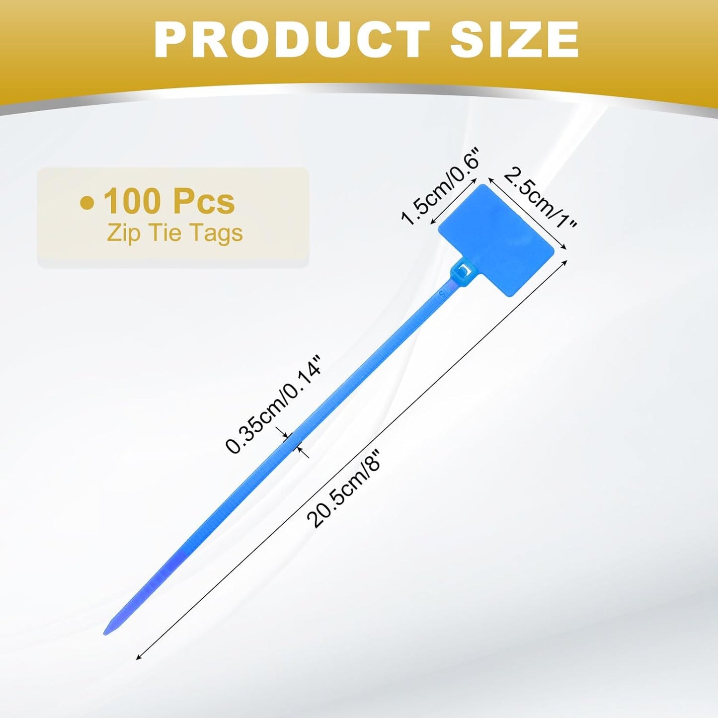 uxcell 100 Pcs Cable Label Marker Tags, Nylon Cable Zip Tie Tags 8.7 Inch Writable Self-Locking Wire Labels Zip Ties for Organization Marking, Blue