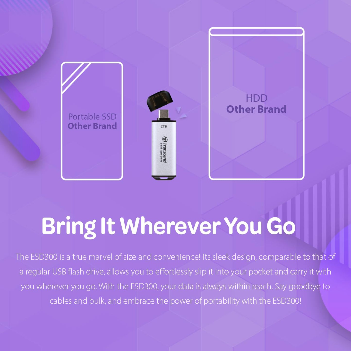 Transcend 2TB External SSD, USB 3.2 Gen2, Up to 1,050MB/s, Portable SSD with Type C, for Steam Deck, ROG Ally, MSI Claw, Windows & Mac, iPhone, iPad, Android, PS5, Xbox, Smart TV, Silver