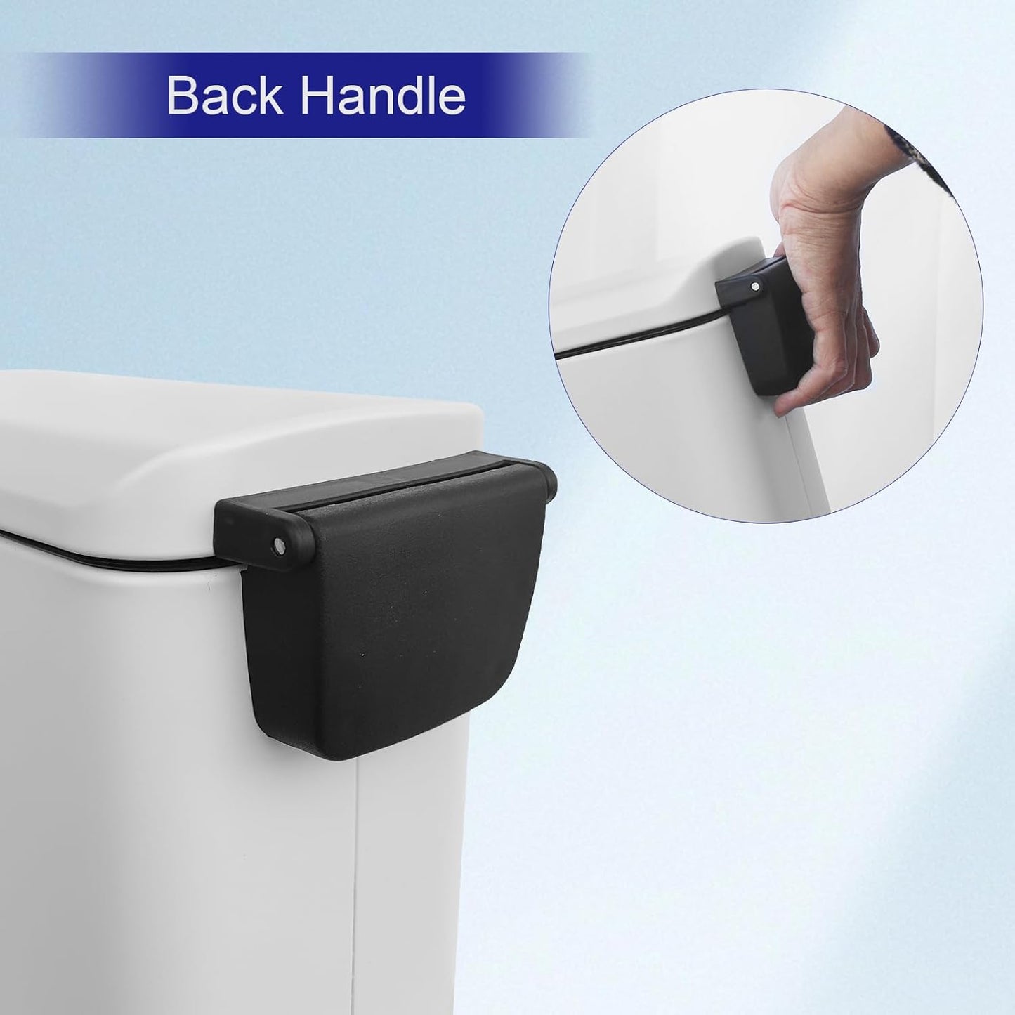 Bathroom Trash Can with Lid，5 Liter / 1.3 Gallon Small Trash Can with Removable Liner Bucket, Soft Close lid & Step Pedal, Stainless Steel Trash Bin for Bathroom,Bedroom,Home Office, White