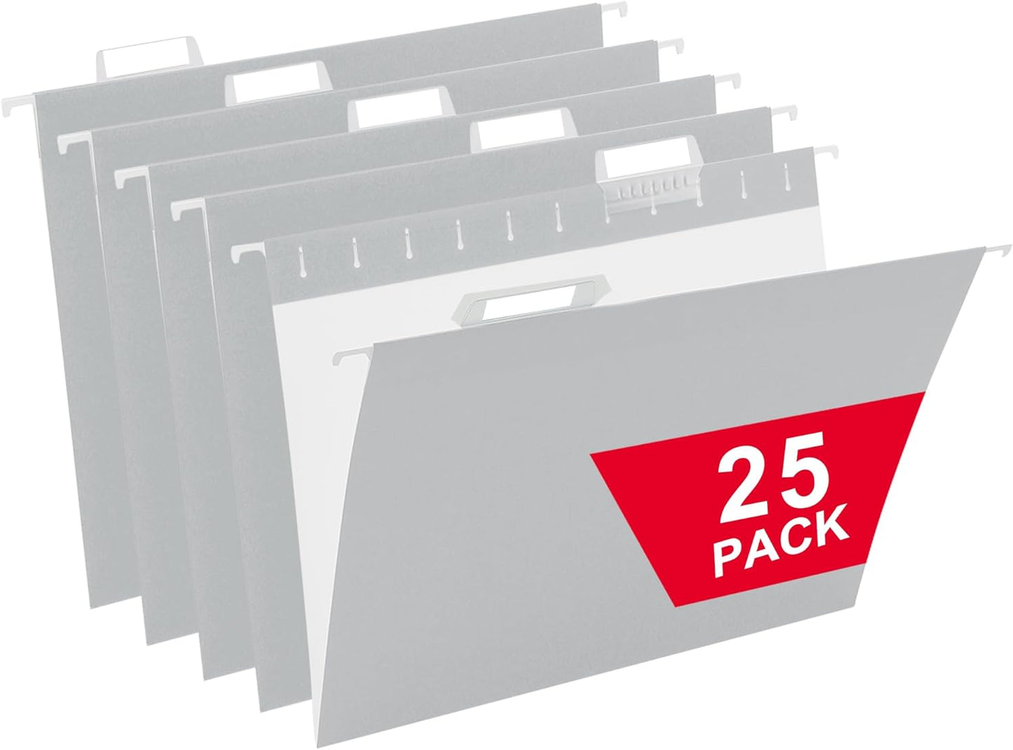 Grey Hanging File Folders,25 Packs Letter Size File Folder,Designed for Bulky Files,Filing Cabinet,1/5 Adjustable Tabs for Office,School,Home
