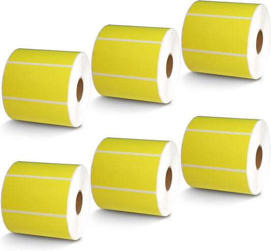BETCKEY - 3" x 1.5" Barcode Shipping & Address Labels Compatible with Zebra & Rollo Label Printer,Premium Adhesive & Perforated[Yellow, 6 Rolls, 5700 Labels]