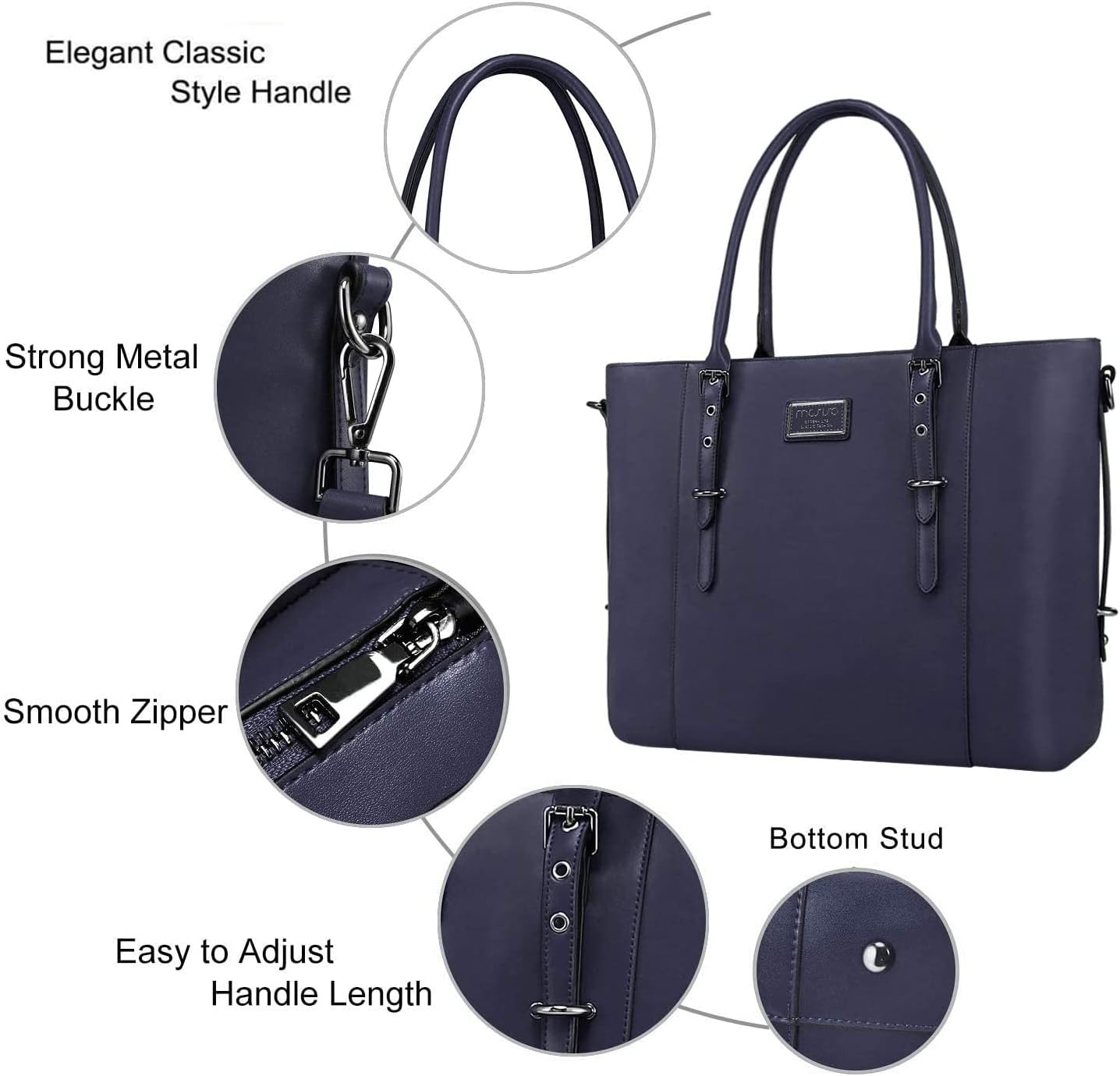 MOSISO PU Leather Laptop Tote Bag for Women, Waterproof Large Capacity Business Work Briefcase Shoulder Laptop Bag