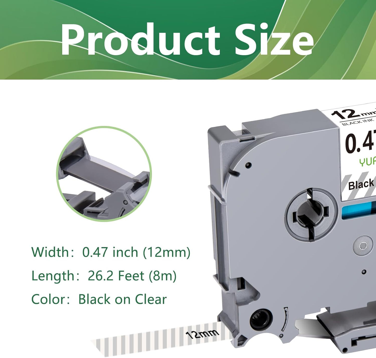 10x TZe131 Compatible with TZe Tz Tape 12mm 0.47 Laminated Clear Label Tape Compatible for Brother PTouch Label Maker Tape TZe-131 TZ-131 TZ131 for PTD210 PTD220 PTD600 PTD410 PTH110 Printer