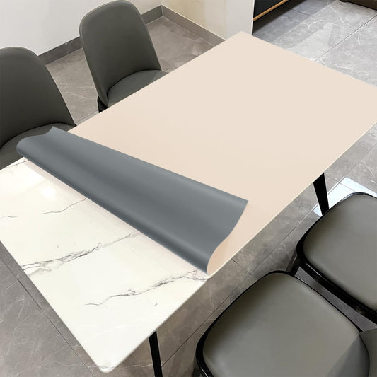 Dining Table Cover for Dining Room Table - Can Be Used On Both Sides Waterproof and Easy to Clean Good Flatness Used for Dining Table(Off White+Light Gray 44x60)
