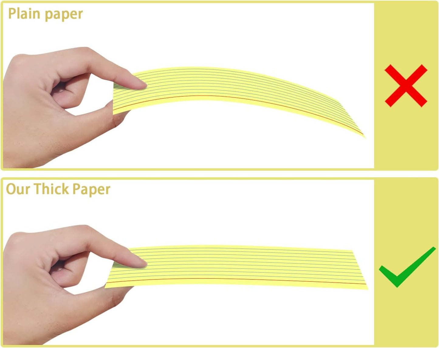 Yellow Index Cards 3x5, 200 Pack, Ruled Index Cards, Flash Cards for Studying, Heavy Note Cards for Office, Home and School, 4 Packs of 50