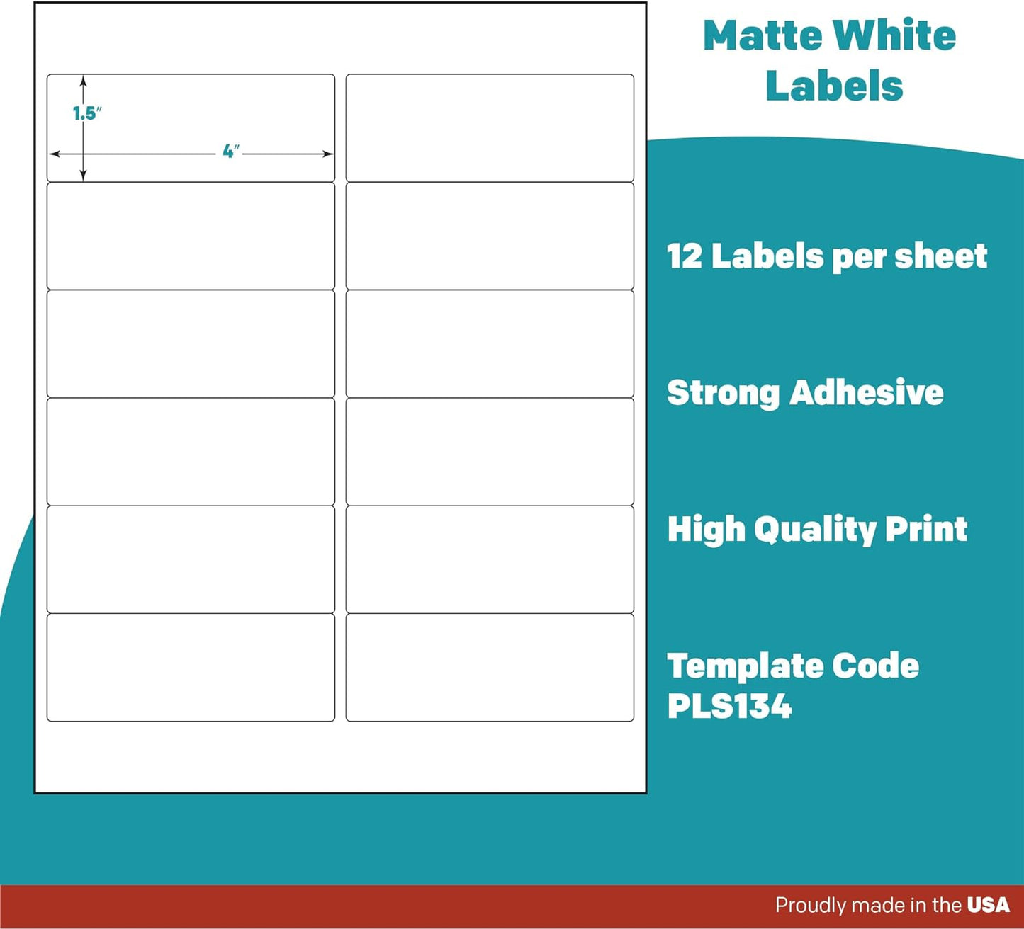Premium Label Supply White Sticker Address Labels – 4" x 1.5" – Laser/Inkjet Compatible – (12 per Sheet), 2000 Sheets – 24,000 Total Adhesive Labels