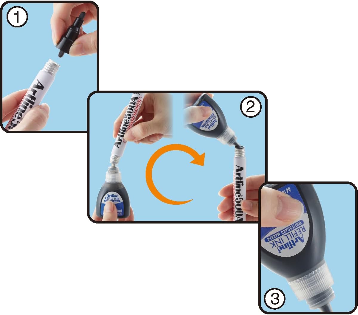 Artline Refill Ink (ESK-50A, BLUE) for Artline 5109A Big Nib Markers, Plus 500A, 509A, 550A, and 5100A Whiteboard Markers