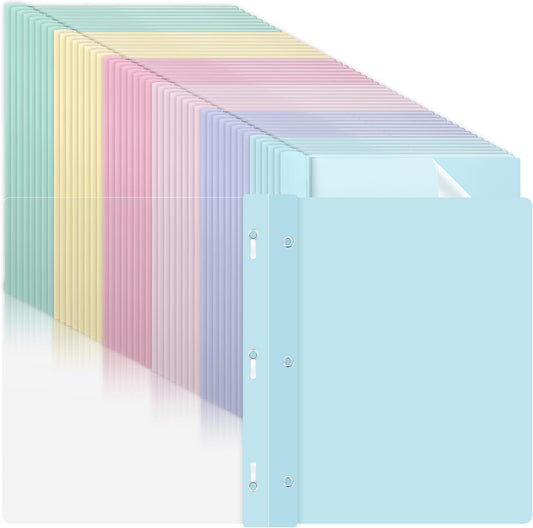 48 PCS Pastel Plastic Report Covers with 3 Prongs Clear Front Presentation Folders 3 Prong Folders for Resume Portfolio Document Report Letter Proposal School Classroom Office Supplies (Pastel)