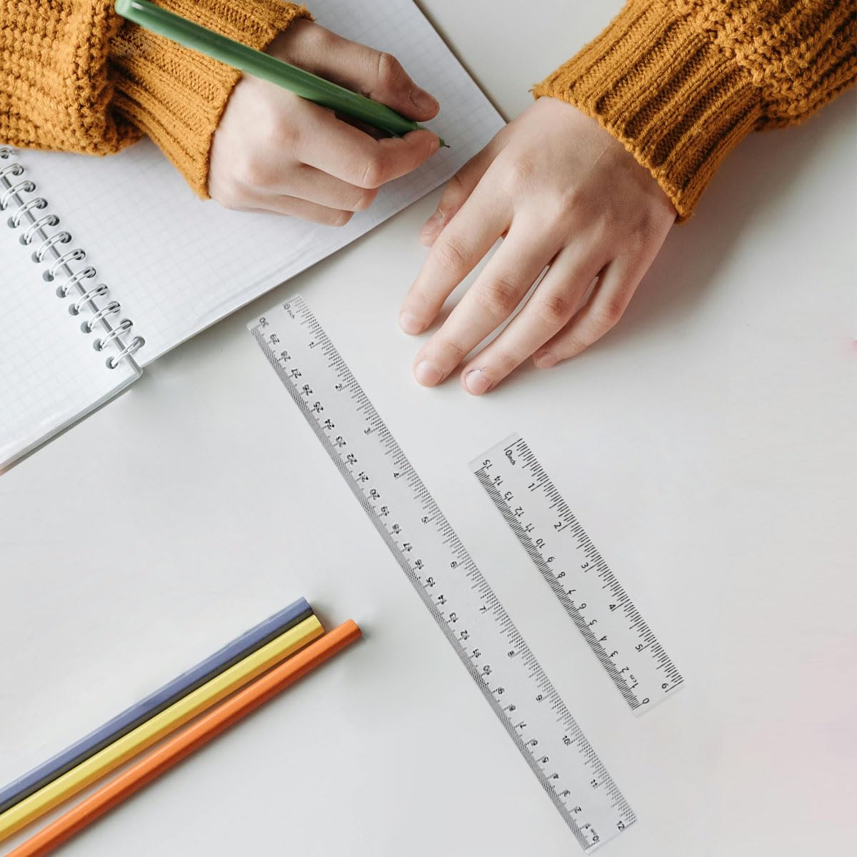 4 Pack Clear Plastic Straight Rulers, Clear Ruler Bulk, Transparent Ruler with Centimeters and Inches, for Class, Office (12 inch)