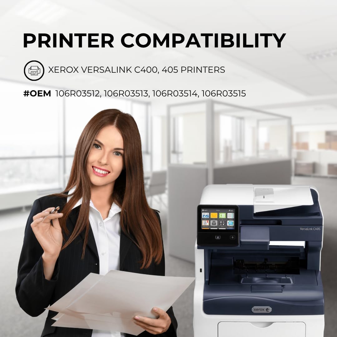 Toner Pros (TM Remanufactured [High Yield] Toner for Xerox VersaLink C400 C405 Printers 4-Color-Pack: 106R03512, 106R03513, 106R03514, 106R03515 (Black 5,000 & Colors 4,800 Pages)