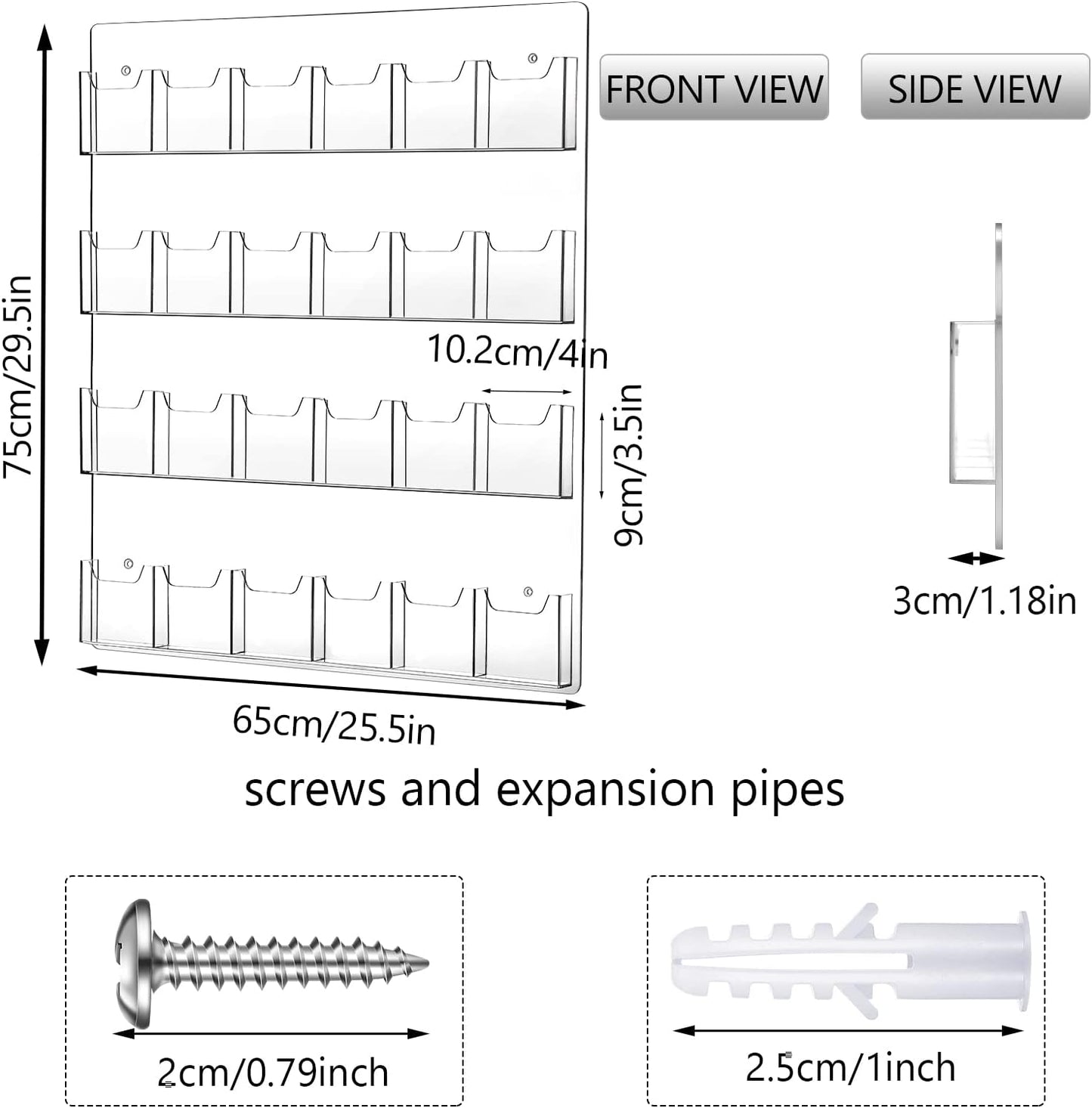 Weysat Acrylic Brochure Pamphlet Holder Brochure Display Stand Business Tri Fold Multi Slot Holder Rack Wall Mount Clear Pocket Space Saver for Flyer Literature Menu Advertise(1 Piece)
