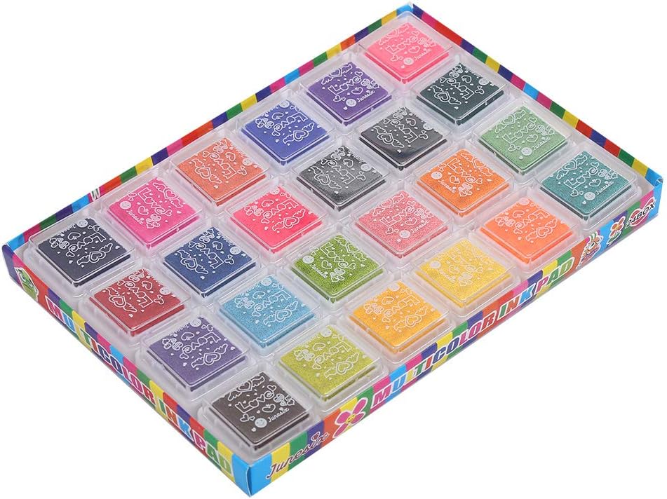 Set of 24 Colors 3 x 3cm Mini Craft Ink Pads for Paper Wood Fabric for Rubber Stamps