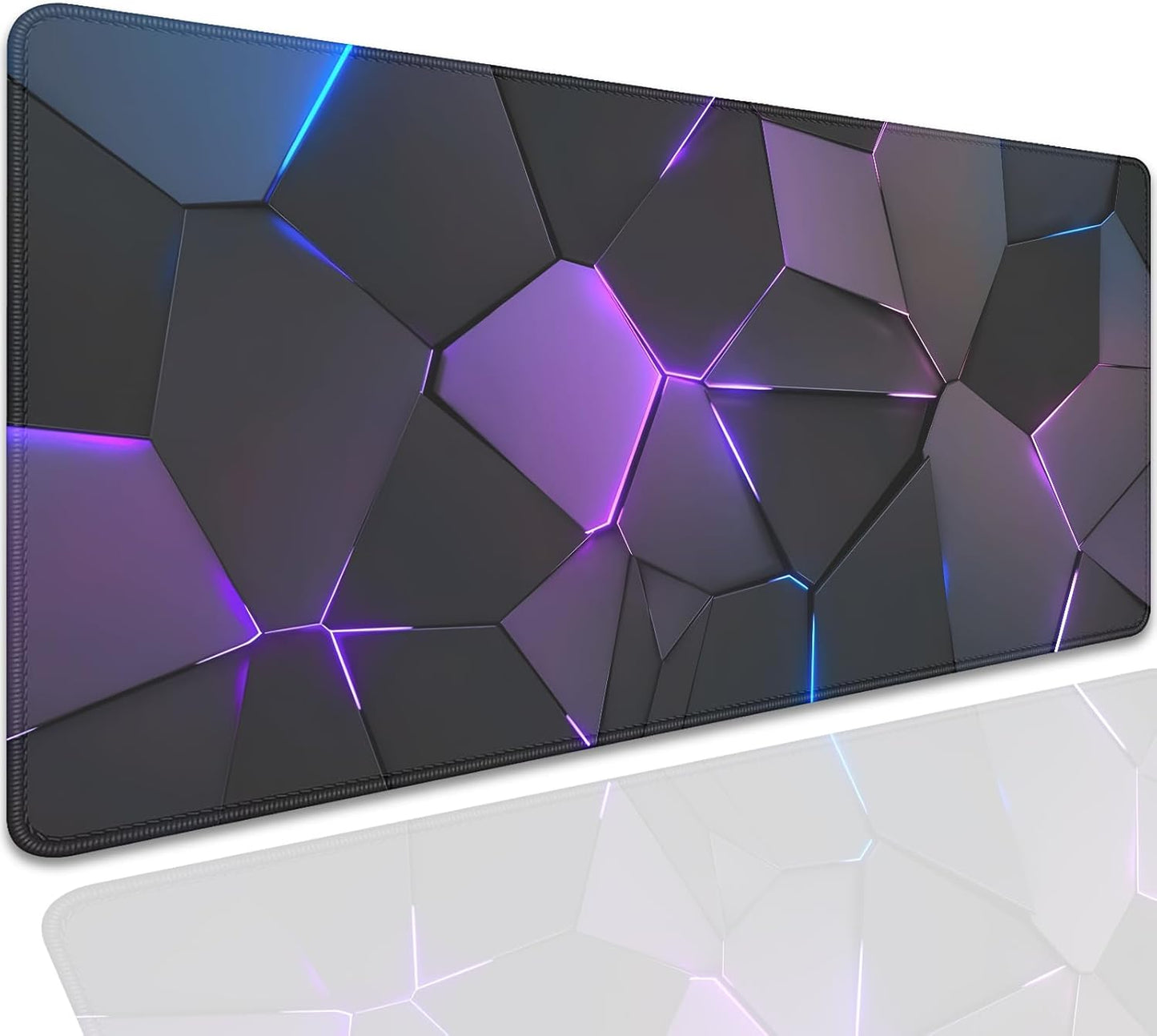 Cool Polygons Desk Pad Mouse Pad,Large XL Technology Mouse Mat with Stitched Edges,Non-Slip Rubber Base Mousepad for Office PC Keyboard Laptop and Home Work Desk Mat(27.5X11.8 in)