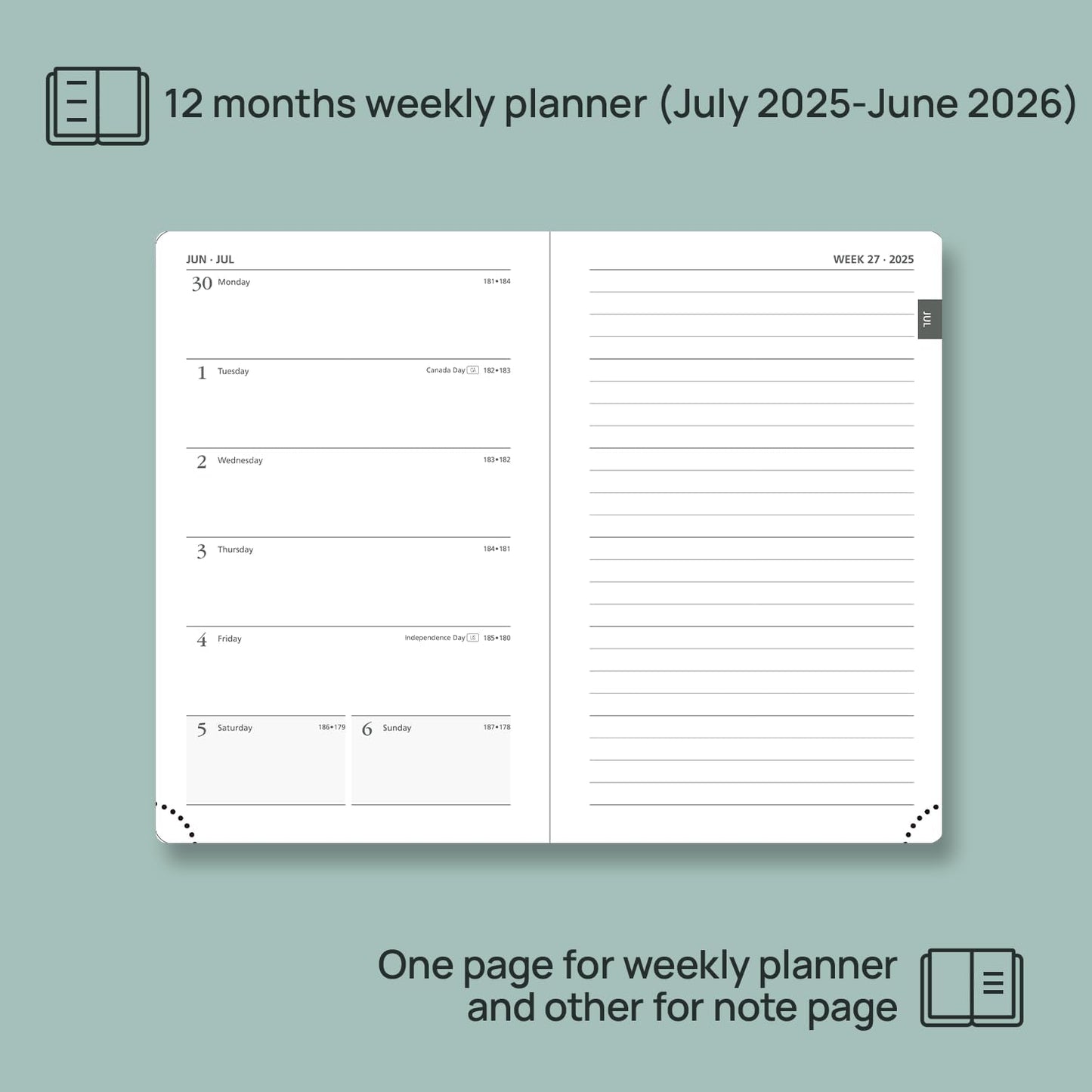 POPRUN Planner 2025-2026 Weekly Notebook for Purse(Pocket Size 4''x 6.25'') Small Academic Calendar (JUL.25 - JUN.26) with Monthly Tabs, Leather Soft Cover, Inner Pocket, 100 GSM - Lilac