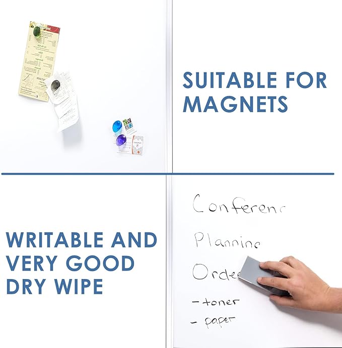 SWANCROWN 72" x 48" Dry Erase Board, Magnetic White Board for Wall, Large Marker Whiteboard with a Long Pen Tray for Class and Office