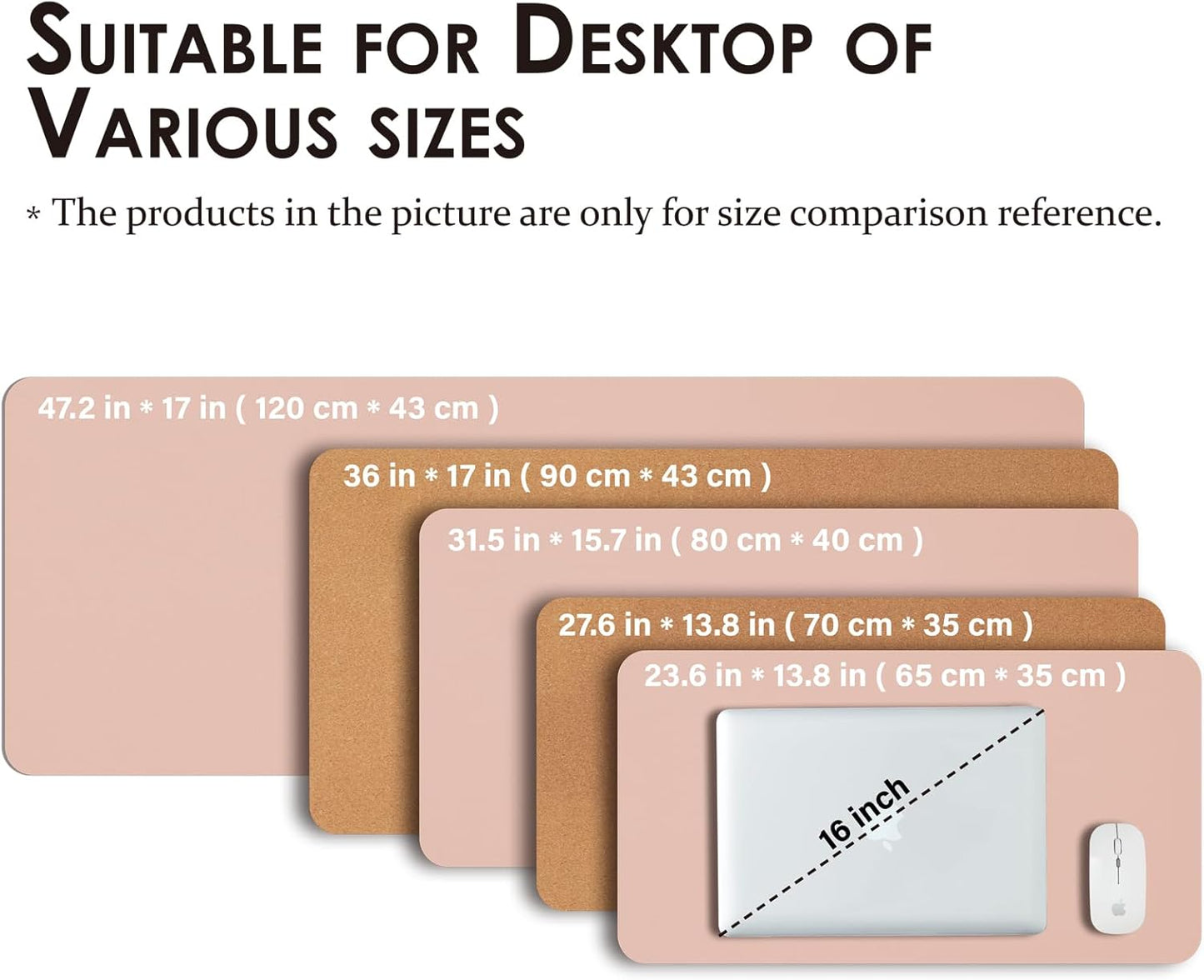 Large Cork Desk Mat - 47.2"x 17" Desk Pad for Office and Home - Ideal for Large Mouse Pad and Desk Mats on Top of Desks(Pink)