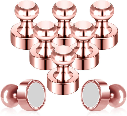 Pack of 8 Rose Gold Pink Push Pins Ideal Whiteboard Refrigerator Magnets - Adult Small Strong Magnets for Kitchen Classroom Office