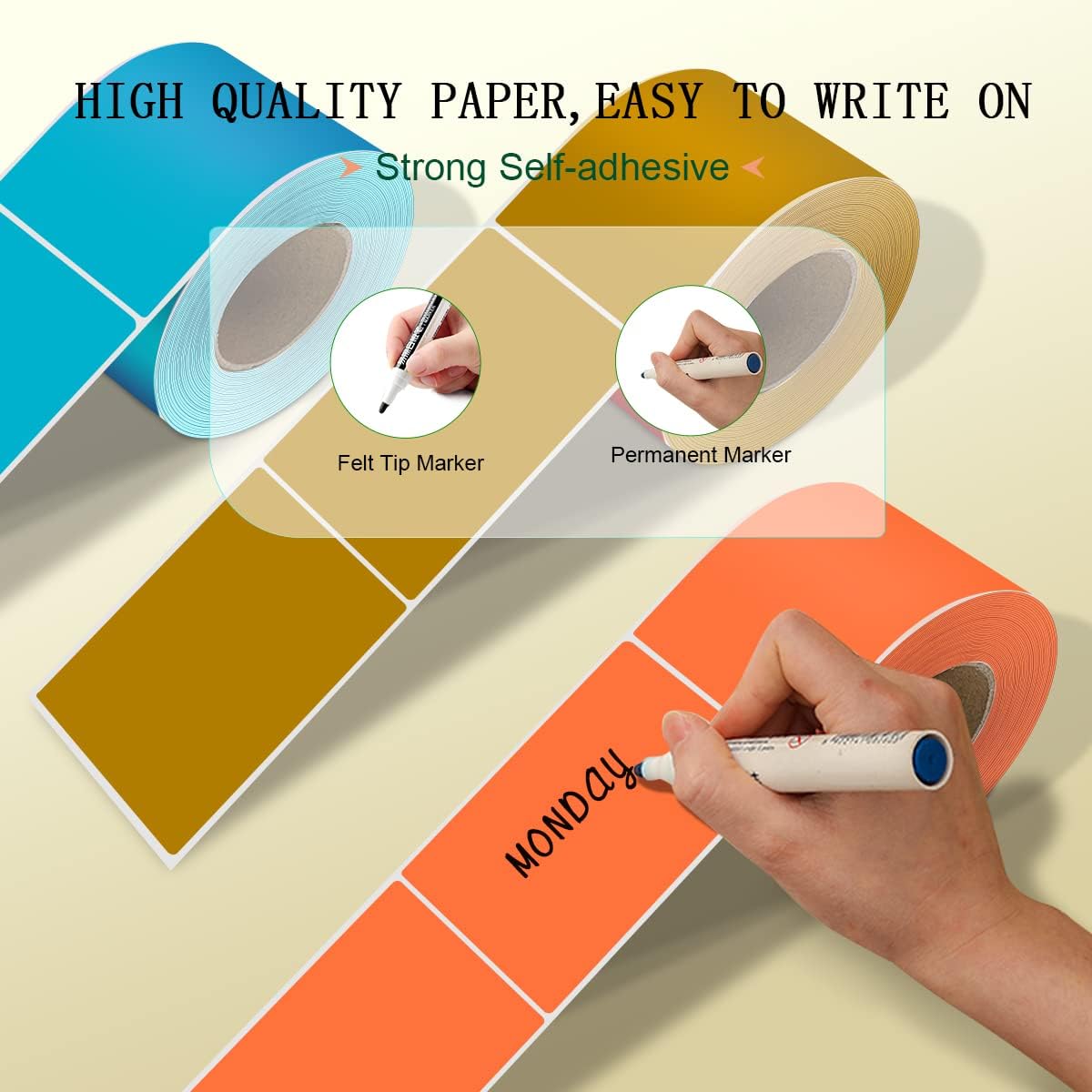 PARLAIM 5 X 3 inch Rectangle Inventory Labels Color Coding Stickers, 250PCS Permanent Sticker for Warehouse Moving Box Square Label (Salmon)