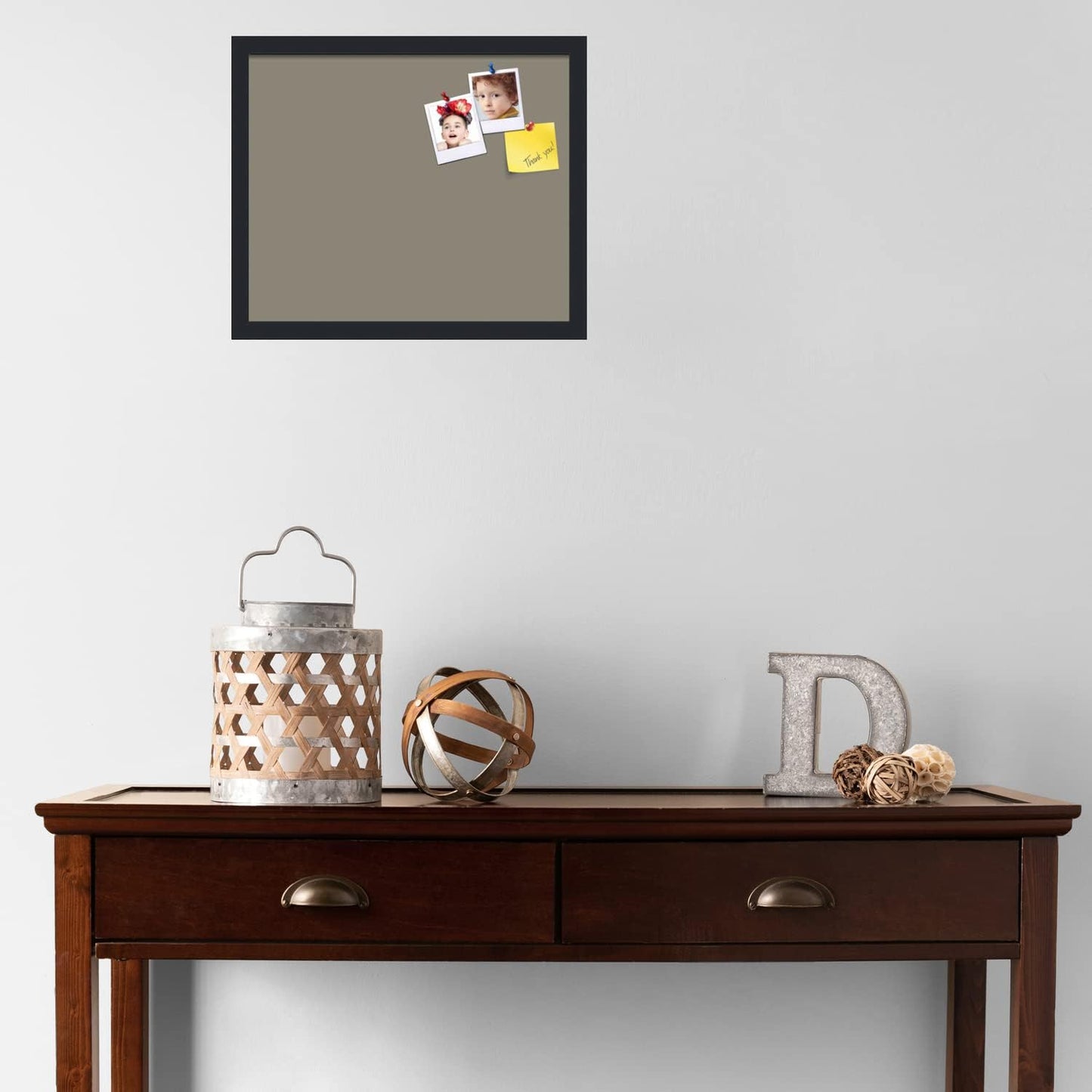 PinPix 18x15 Inch Cork Bulletin Board. This Decorative Framed Pin Board Comes with Pewter Design and a Satin Black Frame. Ideal for Home Office Decor or Message Board (PinPix-1812)