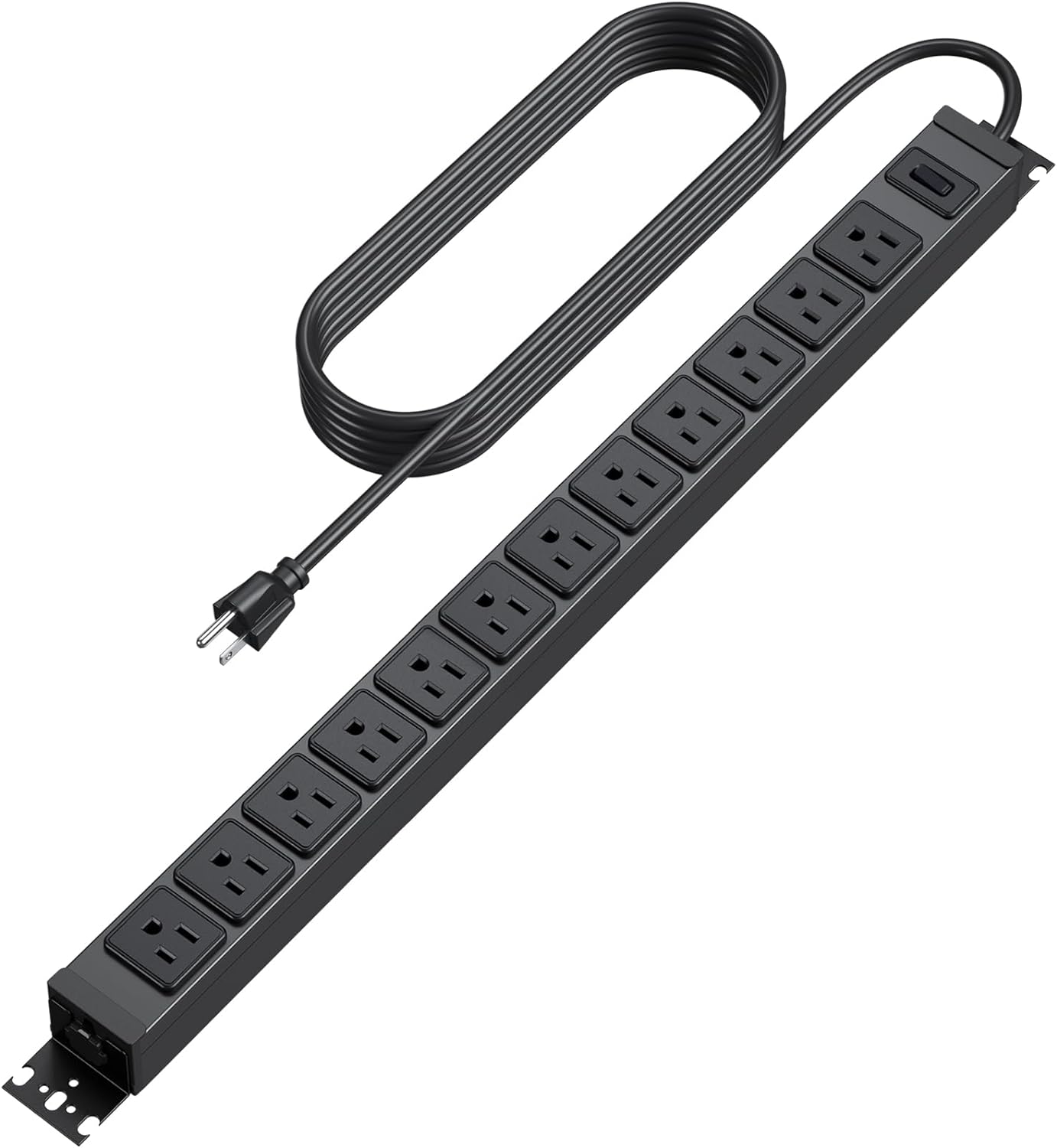 HHSOET 360° Rotating 12 Outlet Mountable Power Strip, Metal Gaming Table Mounted Outlet Strip, Heavy Duty Wall Mount Surge Protector with Switch, Works Great and Very Versatile, 6ft Power Cord.Black