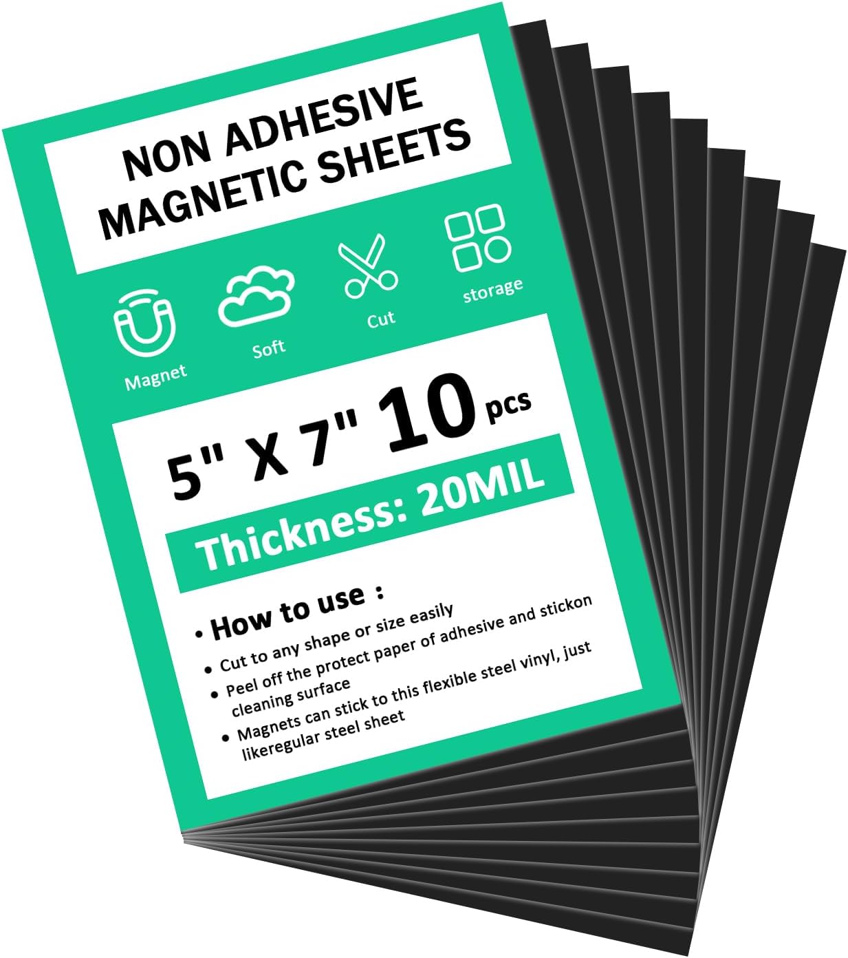 Plain Magnet Sheets,10PCS,5''x7''Flexible Rubber Magnetic Sheet,20Mil Non-Adhesive Magnetic Sheet for Die Storage,Business Dignage,Car,Sticker,Craft Product,Souvenir,Refrigerator Sticker