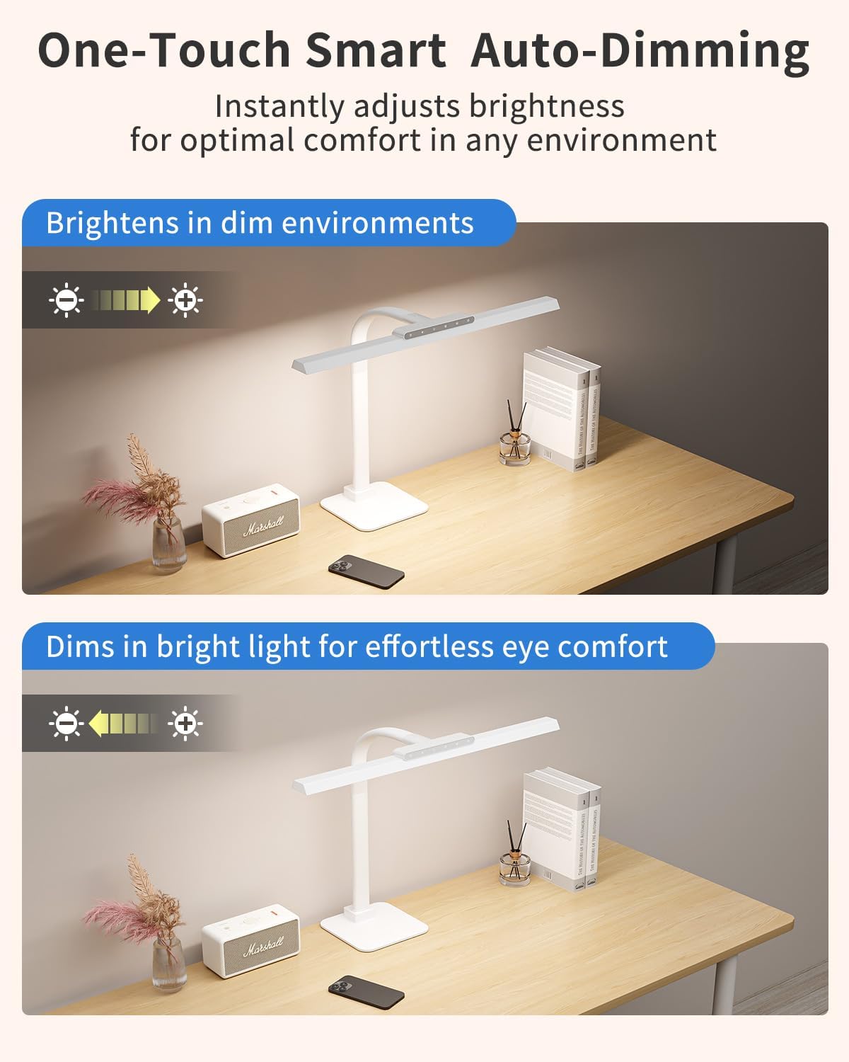 LED Desk Lamps for Home Office with Base, 24W Brightness Touch Control Desk Light, Adjustable Gooseneck Tall Office Lights for Drawing,Reading,Crafts,Gaming,Workbench,Architect,Study, White