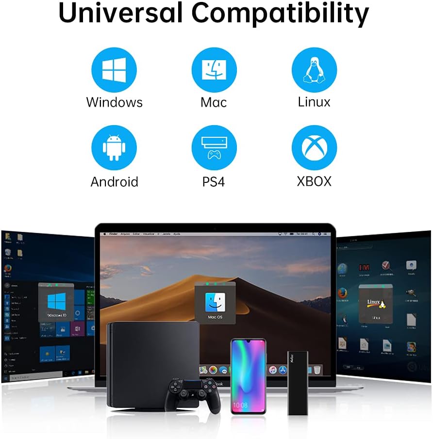 Netac 2TB Portable SSD USB 3.2 Gen 2 (10 Gbps, Type-C) External Solid State Drive Backup Slim Portable Drive for File Storage/Business Travel Essential, Rapid Read & Write Low Noise, Zslim