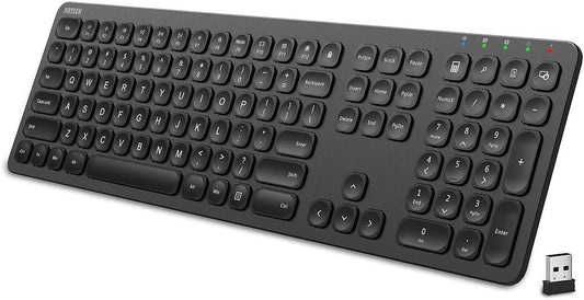 Arteck 2.4G Wireless Keyboard Stainless Steel Ultra Slim Full Size Keyboard with Numeric Keypad for Computer/Desktop/PC/Laptop/Surface/Smart TV and Windows 10/8/ 7 Built in Rechargeable Battery