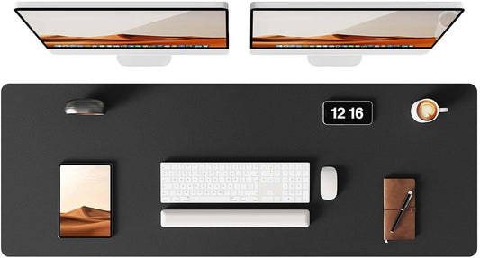 YSAGi Leather Desk Protector, Office Mat, Large Mouse Mat, Non-Slip PU Leather Blotter, Laptop Pad, Waterproof Writing Pad for Office and Home (Black, 47" x 17")