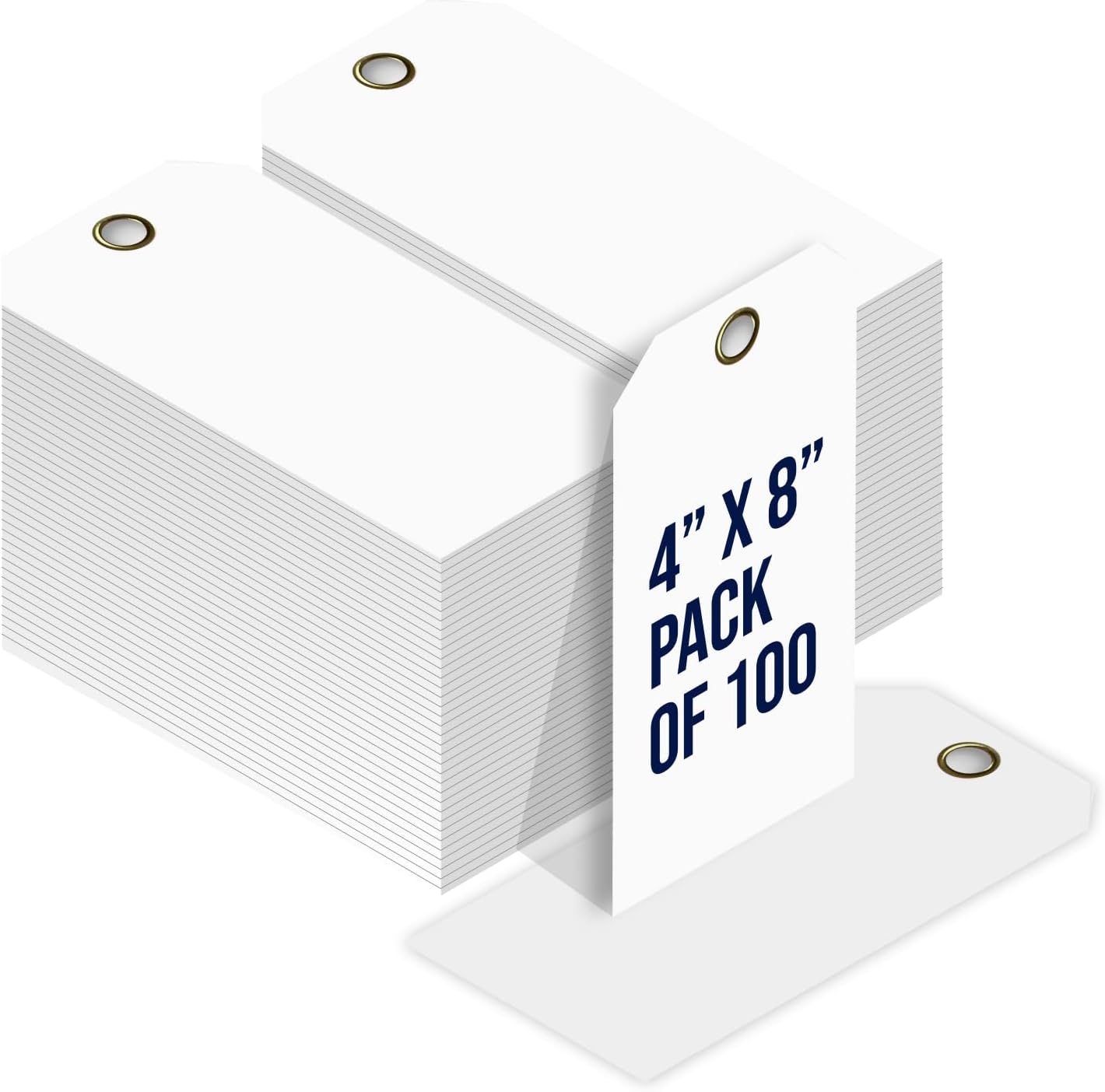 Tags 4 Less 15 Mil Waterproof Plastic Tags, Pack of 100 – 4” x 8” Heavy Duty Plastic Tags for Labeling, Outdoor Tagging, Equipment Labeling, Luggage, Valves & More (White)