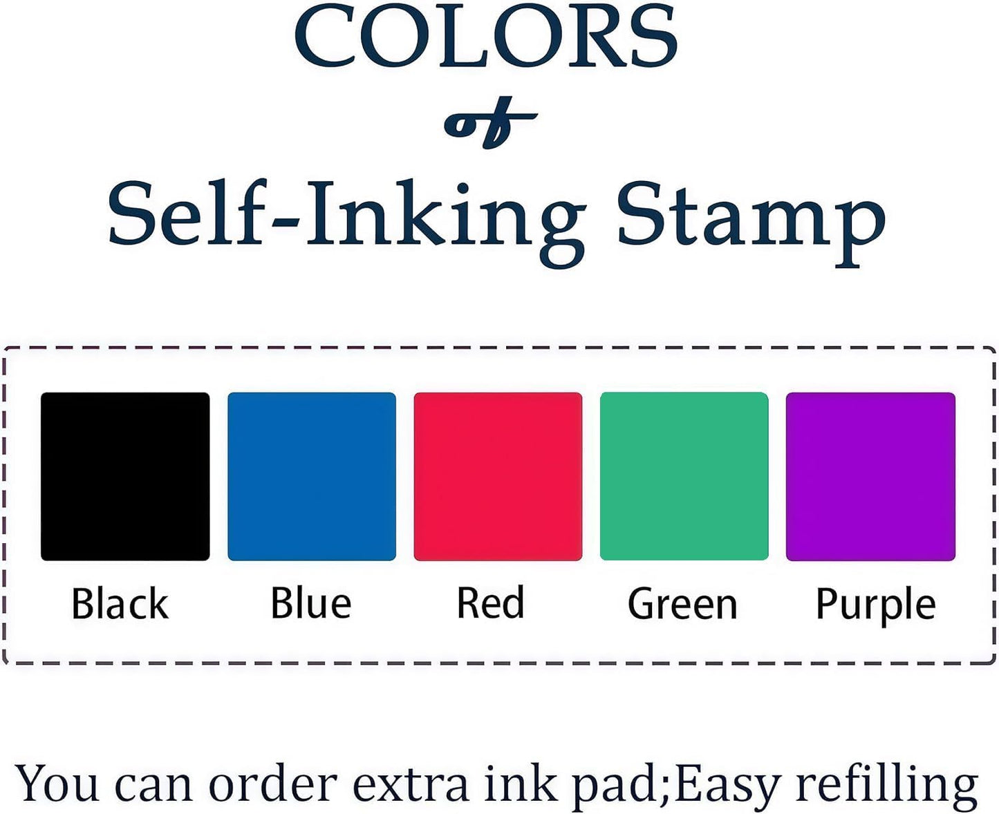 Custom Logo Stamp Personalized Image Self-Inking Stamper - Custom Business Logo Text - Different Sizes - 5 Ink Color Options
