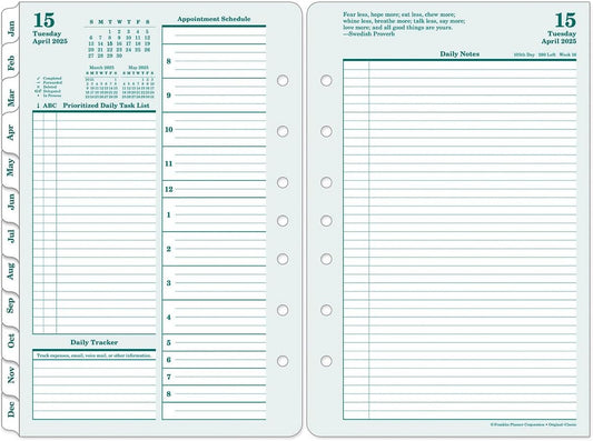 FranklinCovey - Original Two Page Per Day Ring-Bound Planner (Classic, Apr 2025 - Mar 2026)