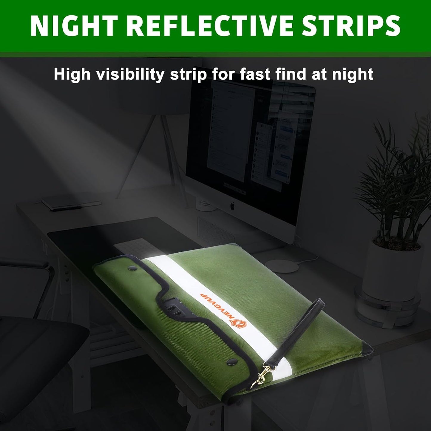 Upgraded 6200°F Fireproof Document Bag with Lock, Fire proof Money Bag for Cash with Zipper/Reflective Strip, 9 Layer of Heat Insulated Material, Water Resistant Fireproof Bags for Documents,Safe Bags