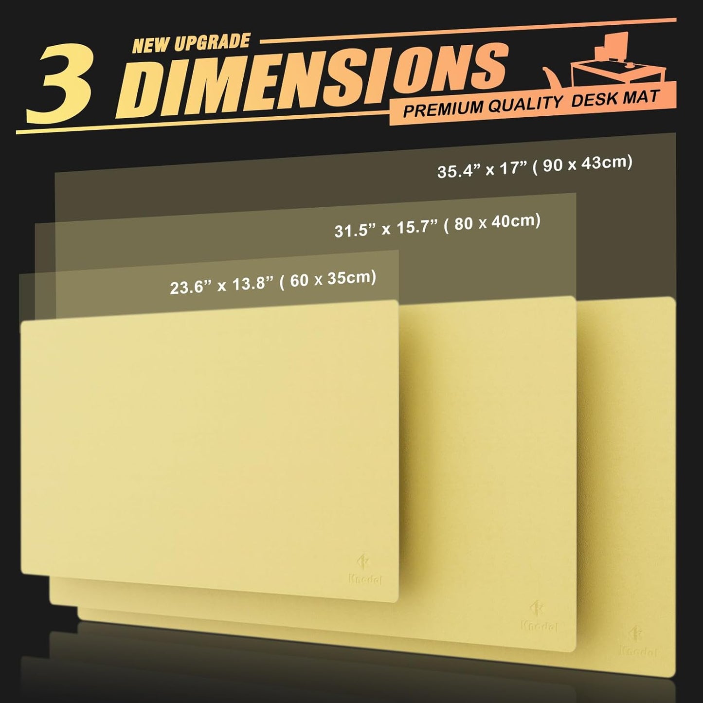 K KNODEL Large Office Leather Desk Mat, Mouse and Keyboard Pad, Computer and Laptop Mat, Desktop Protector and Cover, Writing Pad and Blotter (31.5"x15.7", Yellow)