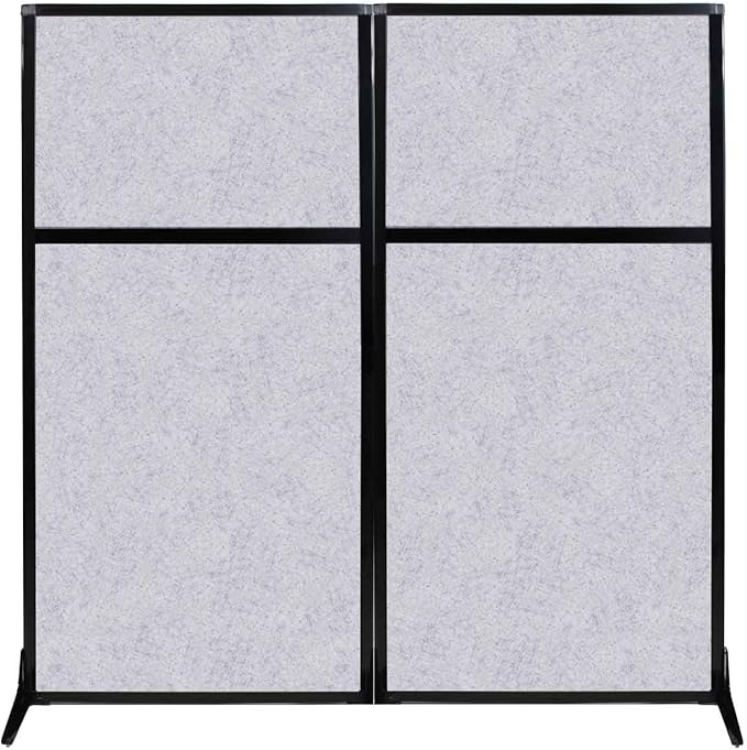 Versare Office Workstation Screen | Portable Wall Divider | Modern Cubicle | Freestanding Privacy Screen | Flexible Work Space | 2 Panels | 66" Wide x 70" Tall Marble Gray SoundSorb Panels