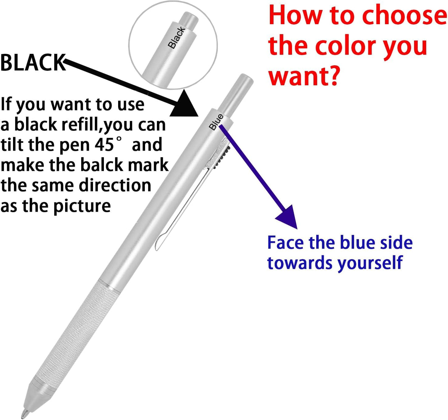 YOUMI 멀티컬러 펜 4 in 1 다기능 펜, 금속 케이스 0.5mm 샤프 레드 볼펜, 블루 볼펜 및 블랙 볼펜, 저널링용 선물 (블루)