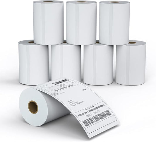 MFLABEL 8 Rolls 4x6 Direct Thermal Blank Shipping Labels for Thermal Printer Shipping Labels with Perforated