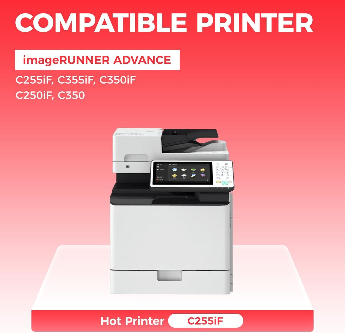 GPR-51 GPR51 High Yield Toner Cartridge 8516B003 8517B003 8518B003 8519B003 Replacement for Canon ImageRunner Advance C250if C255if C350if C350p C355if Printer Ink Set Black Cyan Magenta Yellow,4-Pack