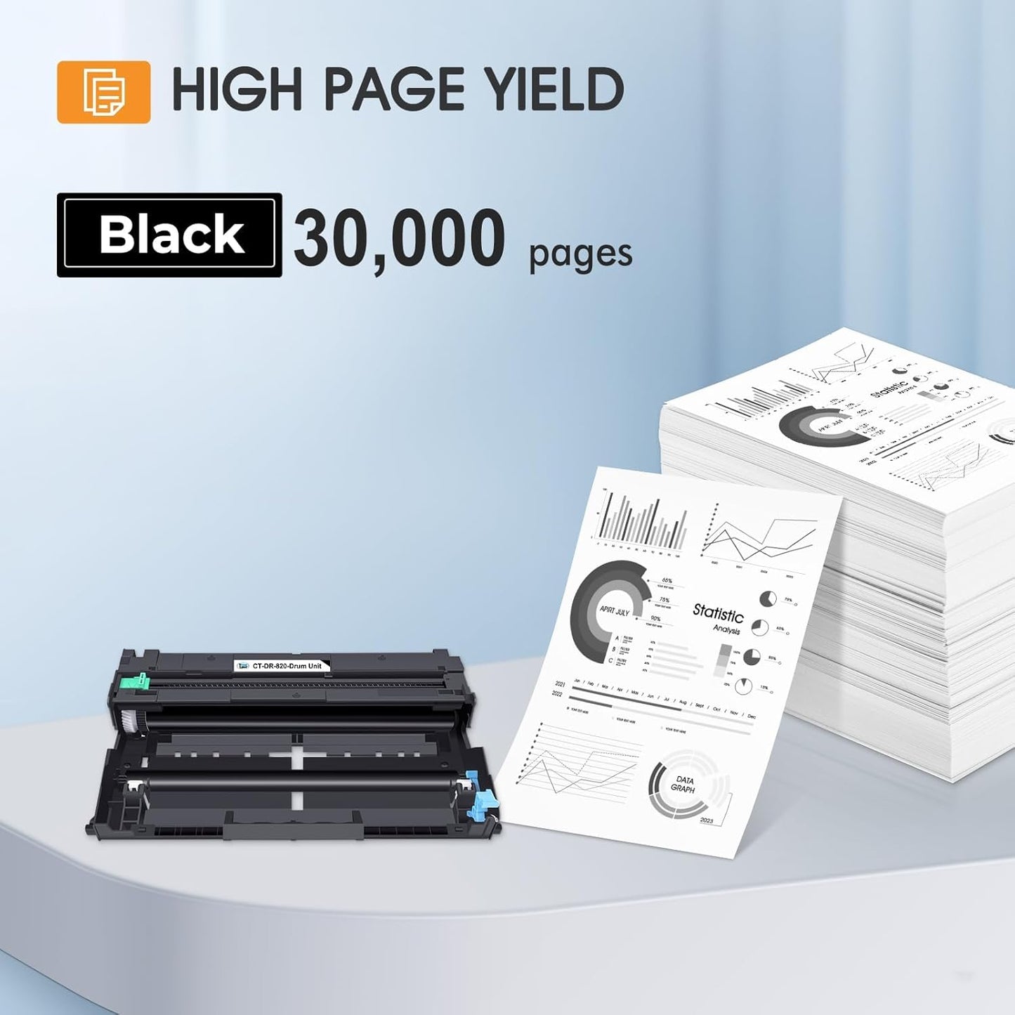 DR820 DR-820 Drum Unit Black 2 Pack Compatible Replacement for Brother DR820 DR 820 DR-820 for HL-L6200DW HLL6200DW L6200DW MFC-L5850DW MFC-L5900DW MFC-L5700DW HL-L5200DW L5200DWT Printer Ink