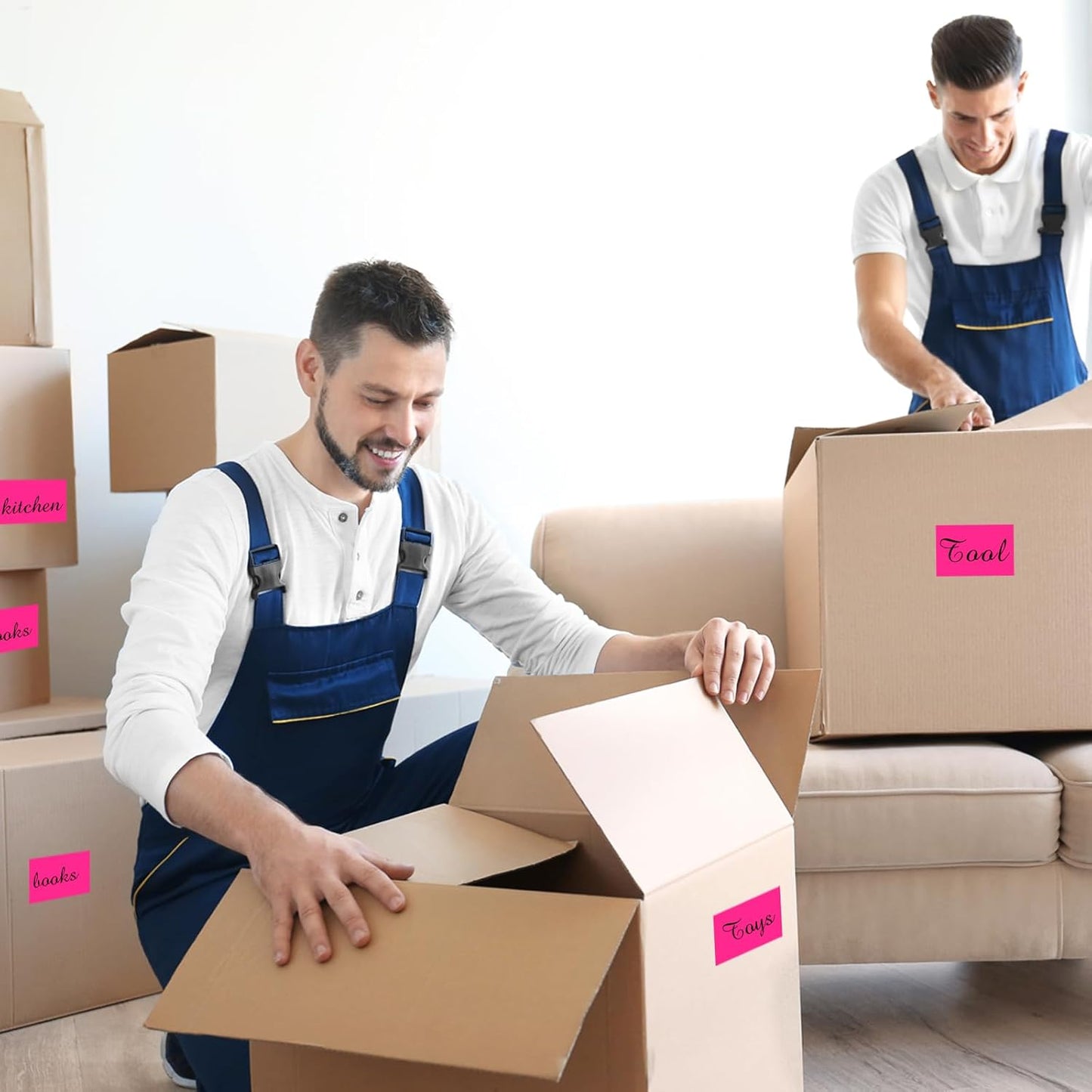 STARLIBOO Neon Colored Labels Stickers 3 x 2 Inch, Rectangle Moving Labels Stickers, 250Pcs Garage Sale Price Stickers, Adhesive Moving Labels for Boxes- Fluorescent Pink