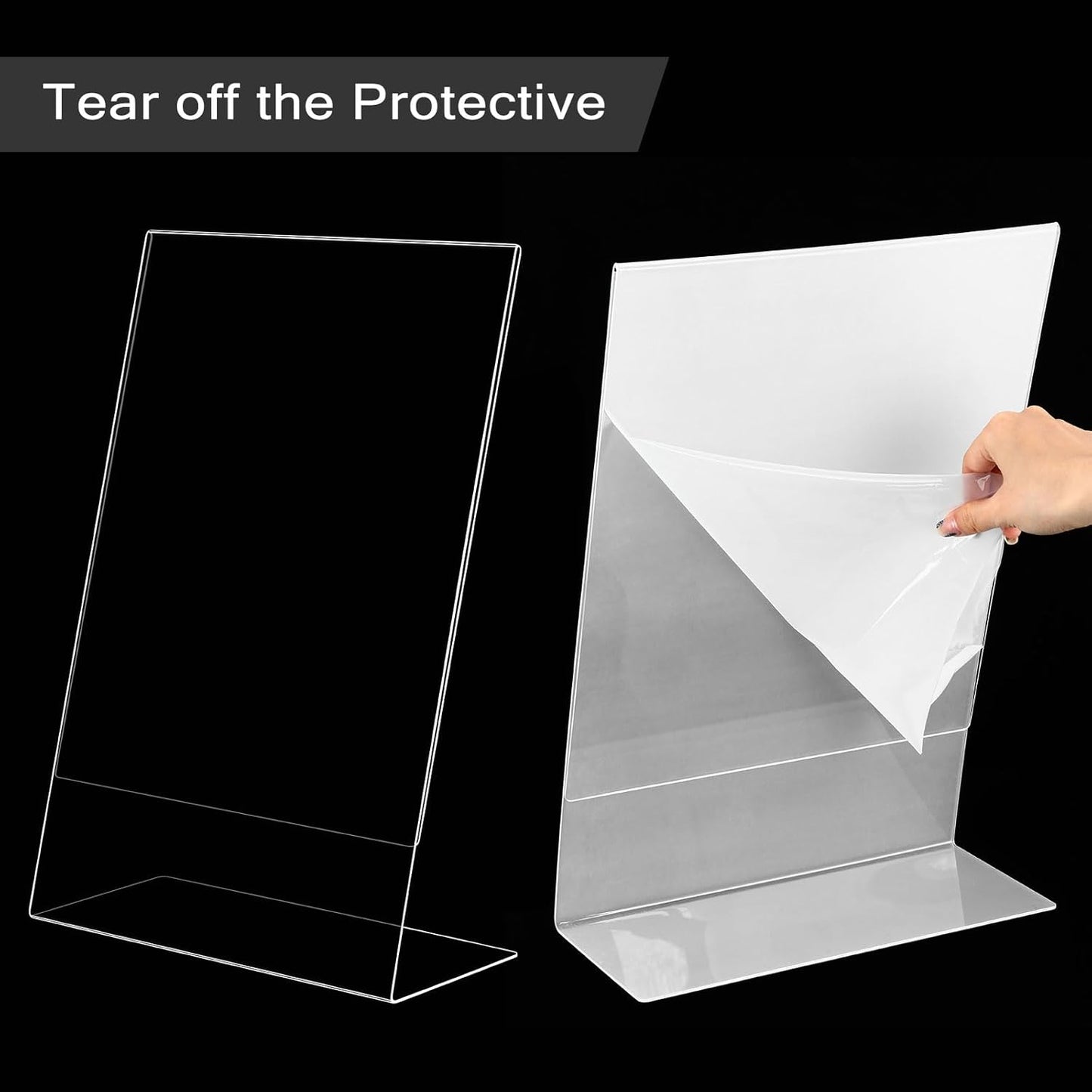 Qilery 8 Pcs 11 x 17 Inch Acrylic Sign Holder Clear Display Stand Frame Table Top Slant Back Plastic Sign Holder Flyer Document for Menu Workers Teachers Office School Desktop