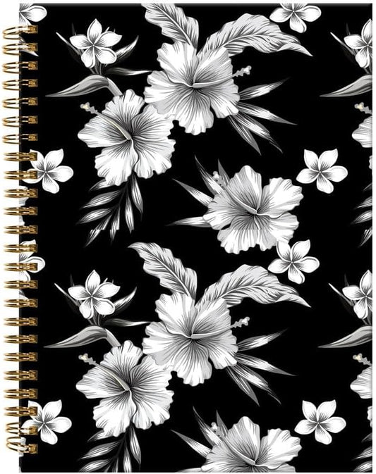 Spiral Journal Notebook,A5 Hardcover Lined Journals for Women Girl 6 x 8.3 in,120 Pages Thick Paper,Cute College Ruled Writing Notebook for Gifts Office Work School(Tropical Hibiscus Flower)