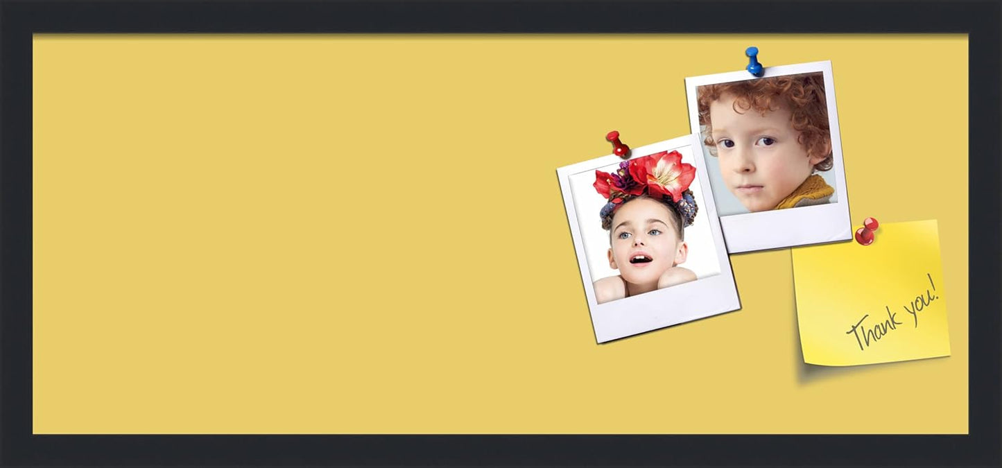 PinPix 28x12 Inch Cork Bulletin Board. This Decorative Framed Pin Board Comes with Honey Pastel Design and a Satin Black Frame. Ideal for Home Office Decor or Message Board (PinPix-1810)