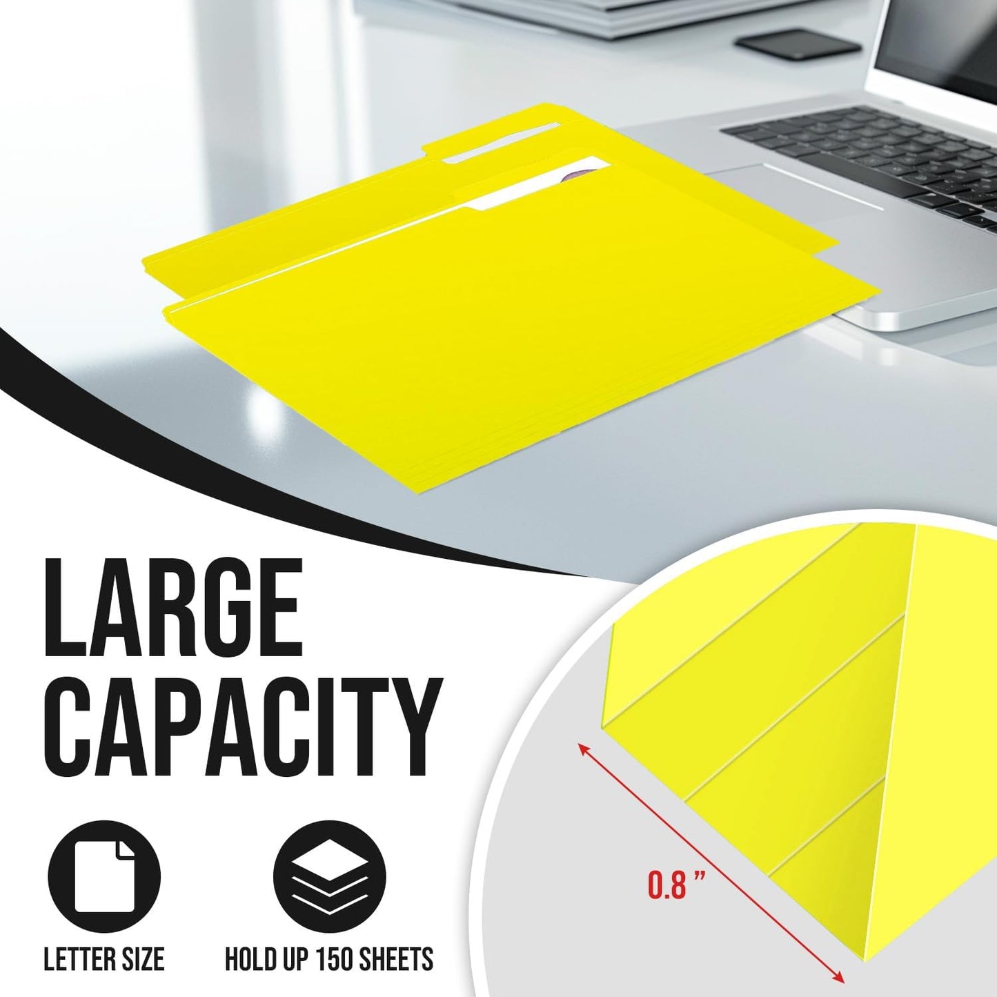 File Folders,IntoJoy 120 Pack Colored File Folder Letter Size, 1/3 Cut Tab Filing Folders for Office School Business File Document Organization,Yellow